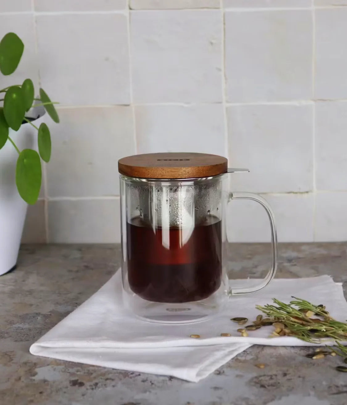 Nos Accessoires thé Bio - Infuseur à thé en Verre double paroi