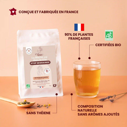 Tisane migraine - plantes bio et françaises - Près des Reines