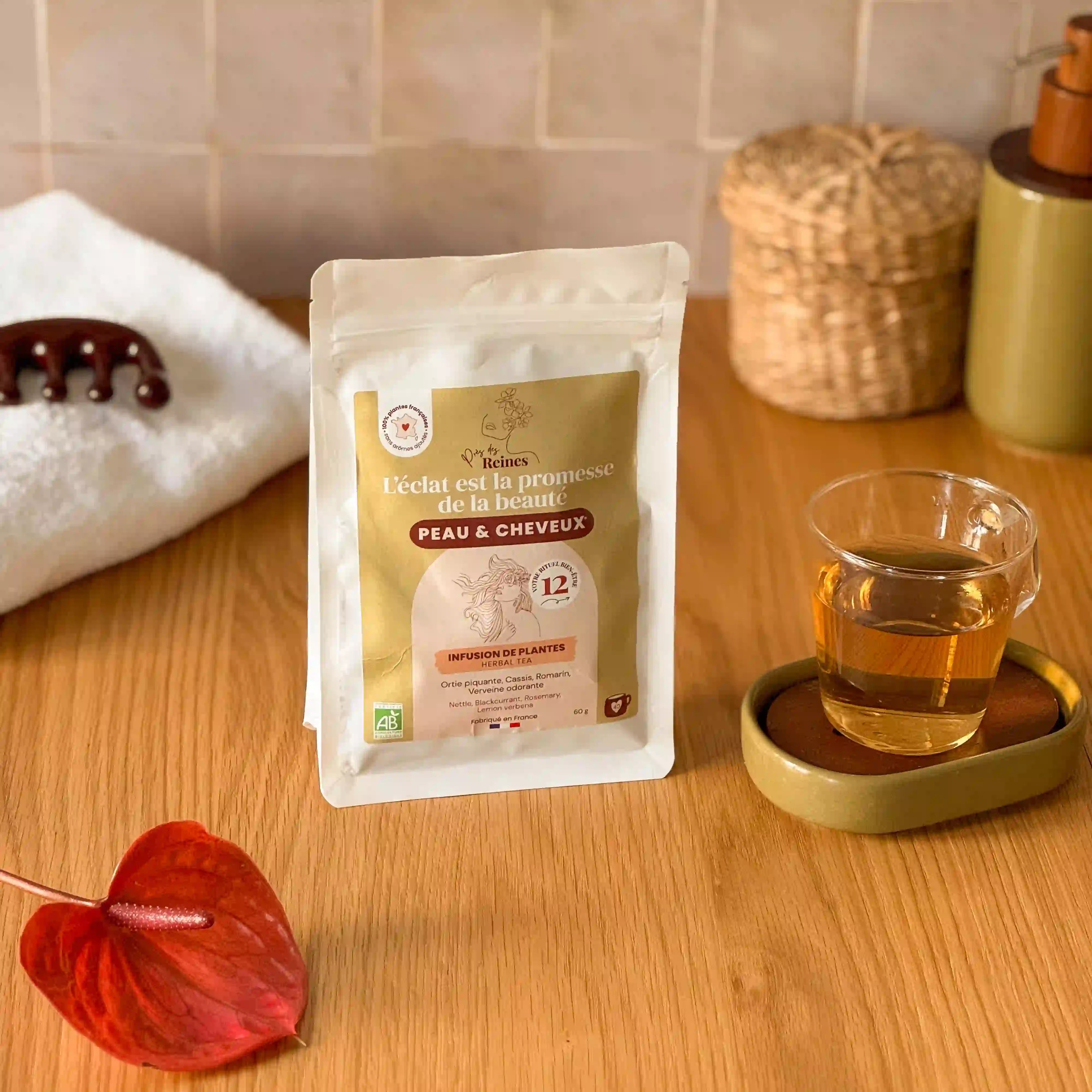 Tisane bio pour peau et cheveux ambiance